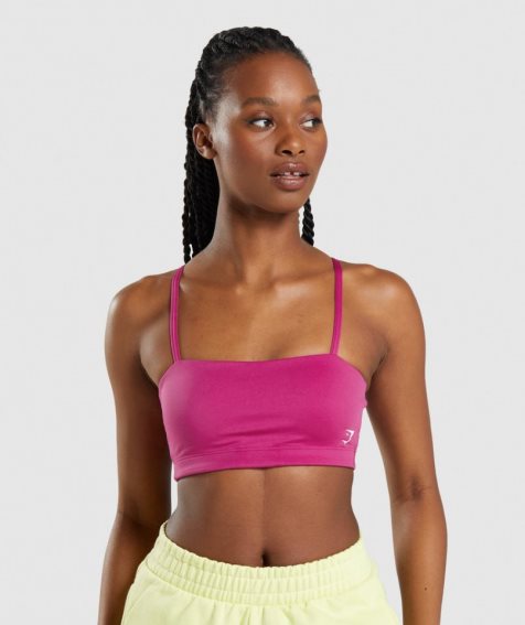 Women's Gymshark Bandeau Sports Bra Pink | NZ 2FOCDR